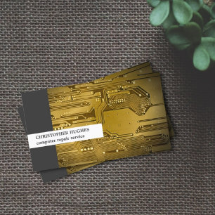 Modern Unique Photo Gold Circuit Board Computer Business Card