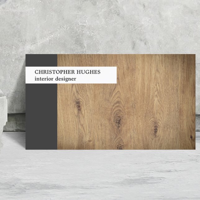 Modern Unique Photo Wooden Interior Designer Business Card (Creator Uploaded)