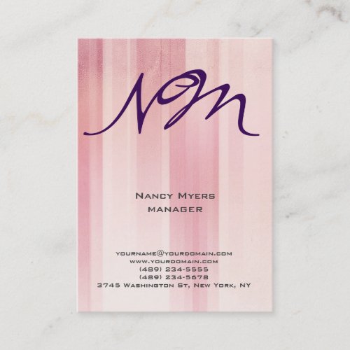 Modern unique pink pattern monogram professional business card