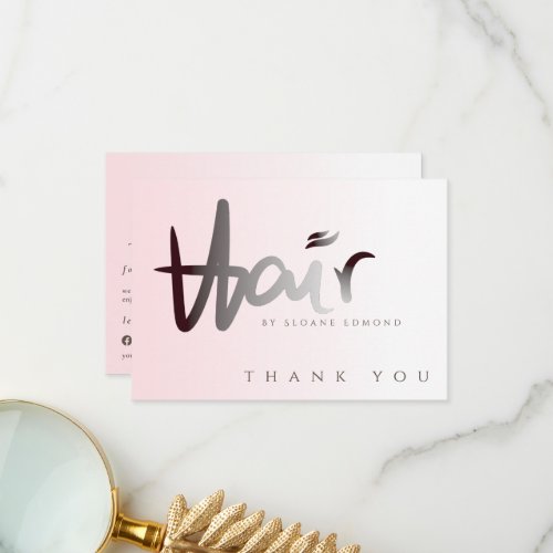 Modern Unique Professional Faux Hair Typography Thank You Card