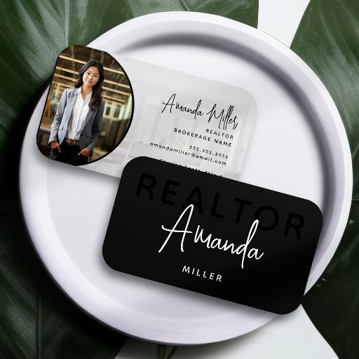 Customizable Modern Unique Realtor Broker Real Estate Agent Business Card