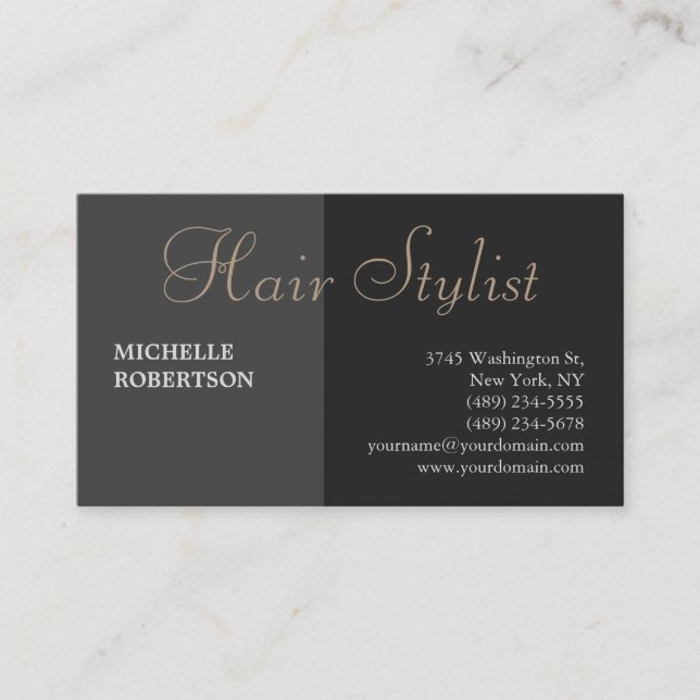 Modern Unique Red Gray Hair Stylist Business Card (Front)
