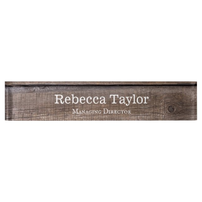 Modern Unique Rustic Wood Pattern  Desk Name Plate (Front)