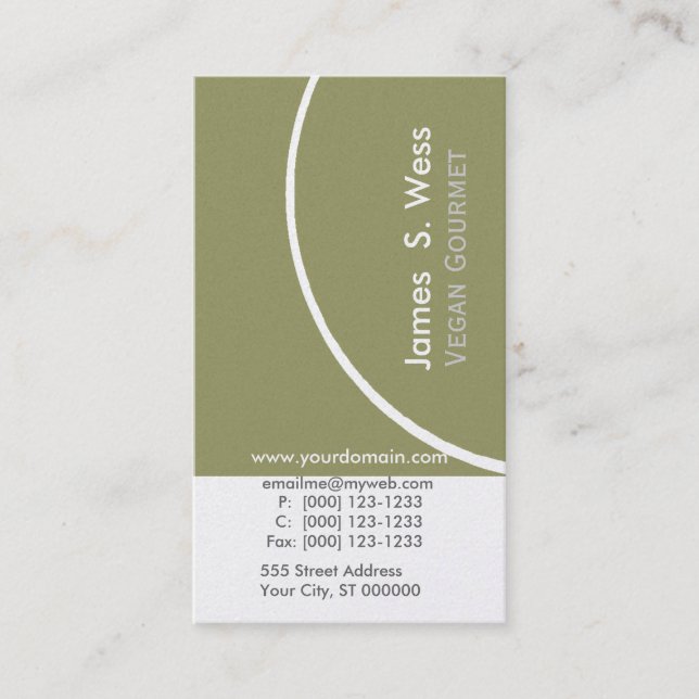 Modern Unique Sage Green  w Half Circle Modern Business Card (Front)