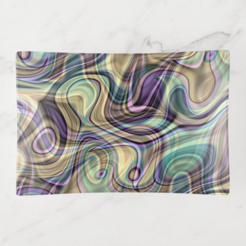 Modern Unique Stylish Marble Swirls Motif Trinket Tray