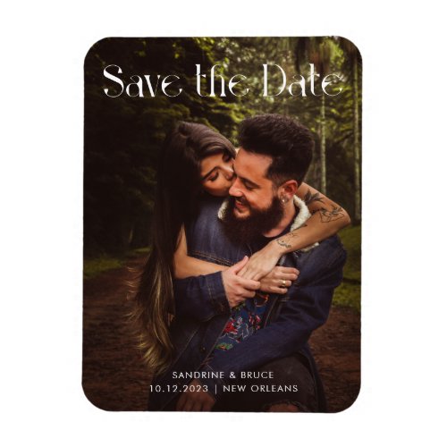 Modern Unique Typography Wedding Photo Save Date Magnet