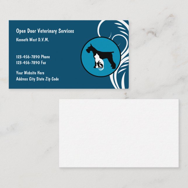 Modern Unique Veterinarian Business Cards (Front/Back)