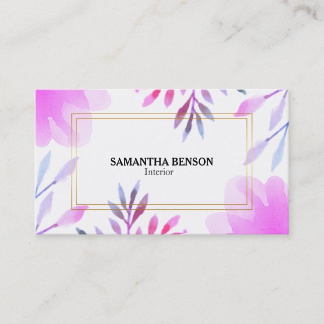 Modern Unique Watercolor  Business Card (Front)