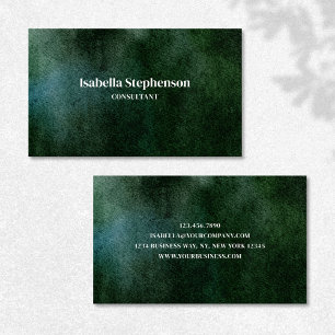 Modern Unique Watercolor Dark Green Minimalist Business Card