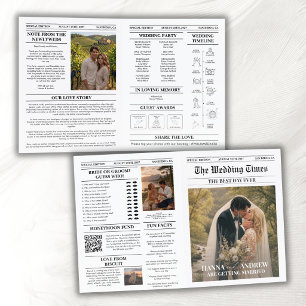 Modern Unique Wedding Newspaper Program Brochure