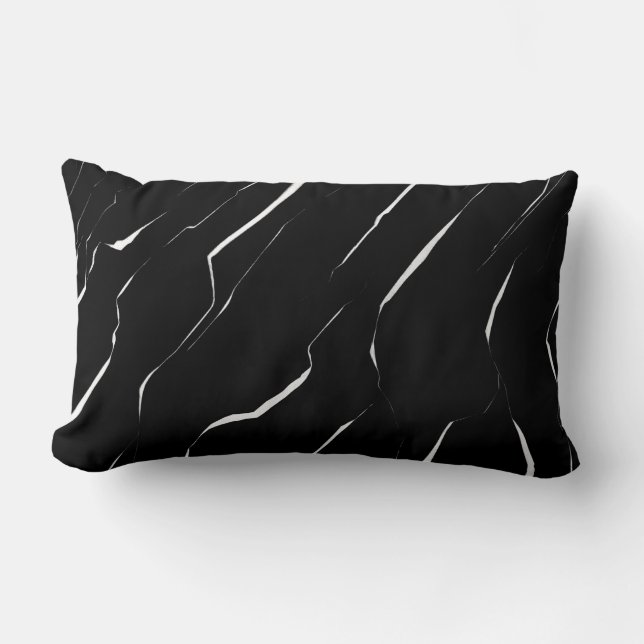 Modern Unique White Black Marble Pattern Lumbar Pillow (Front)