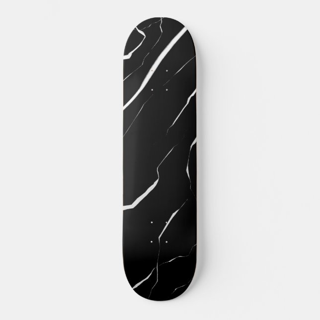 Modern Unique White Black Marble Pattern Skateboard (Front)