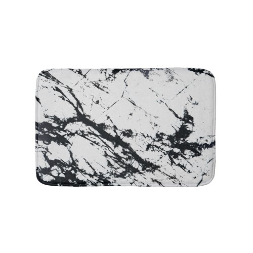 Modern Unique White Black Marble Stone Pattern Bath Mat