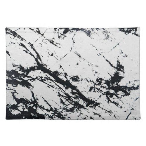 Modern Unique White Black Marble Stone Pattern Cloth Placemat