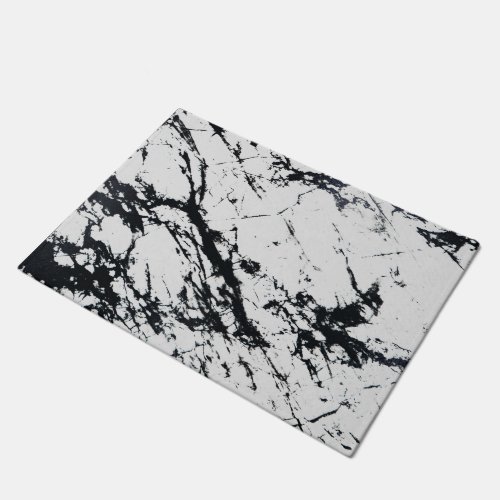 Modern Unique White Black Marble Stone Pattern Doormat