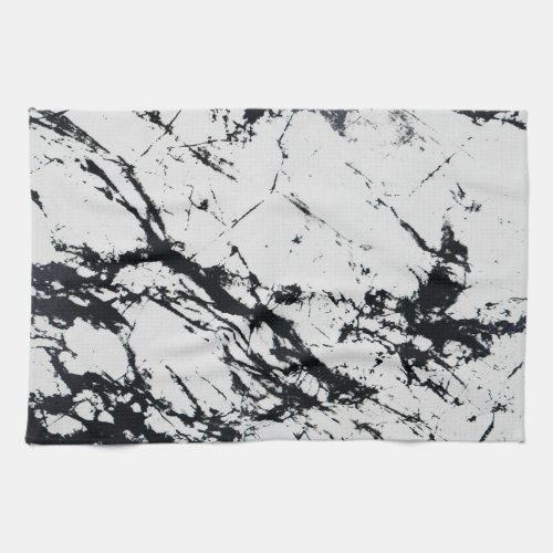 Modern Unique White Black Marble Stone Pattern Kitchen Towel