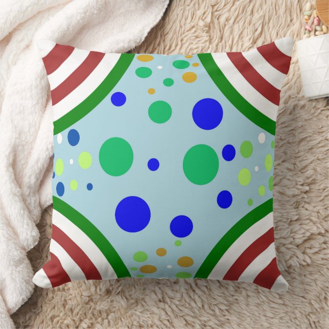 Modern & Unique White, Green, Light Blue, Brown  Throw Pillow (Blanket)
