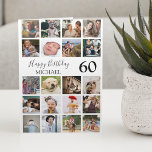Modern Unisex 20 Photo Collage Birthday Card<br><div class="desc">This photo collage birthday card has 20 photos,  can be for him or her,  and you can add the age. The card is easy to personalize and the font styles,  size and color can be changed by clicking on the customize further link after personalizing.</div>