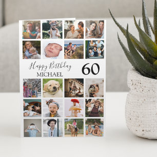 Modern Unisex 20 Photo Collage Birthday Card
