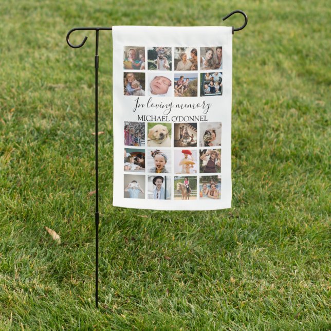 Modern Unisex 20 Photo Collage memorial Garden Flag (In SItu)