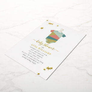 Modern Unisex Bodysuit Baby Shower Foil Invitation