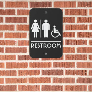 Modern Unisex Restroom Sign for Business Door