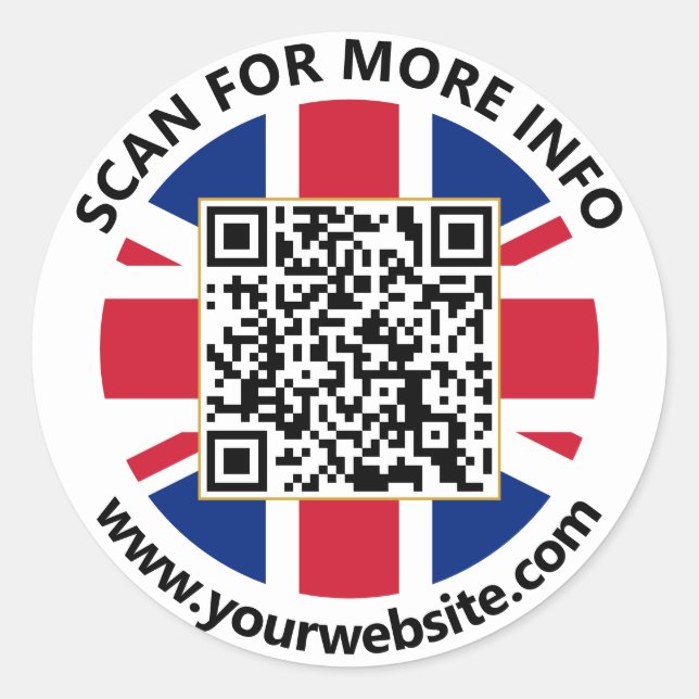Modern United Kingdom QR Code Sticker British Flag (Front)