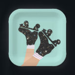 Modern Universe Roller Skates Roller Derby Mint Paper Plates<br><div class="desc">Cool modern pastel mint aesthetic and black celestial space milky way stardust quads. Perfect abstract legs roller skates art for roller derby babe, woman, girl. Lovable roller skates pattern design on home decor, mugs, wrapping paper, etc. Roller skates art illustration design gift for daughter, granddaughter, derby girl, roller babe. Rollerskating,...</div>