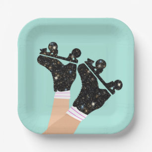 Modern Universe Roller Skates Roller Derby Mint Paper Plates