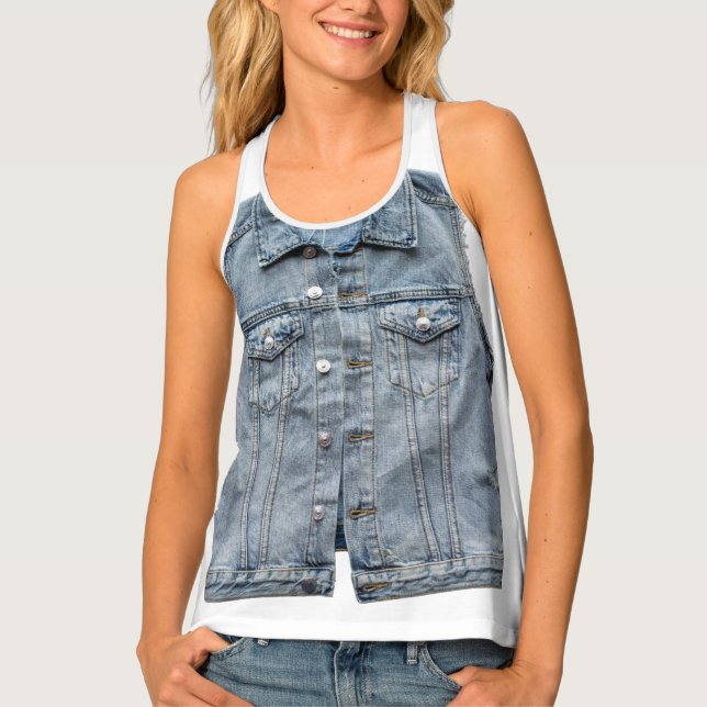 Modern unqiue idea jeans vest blue (Front)