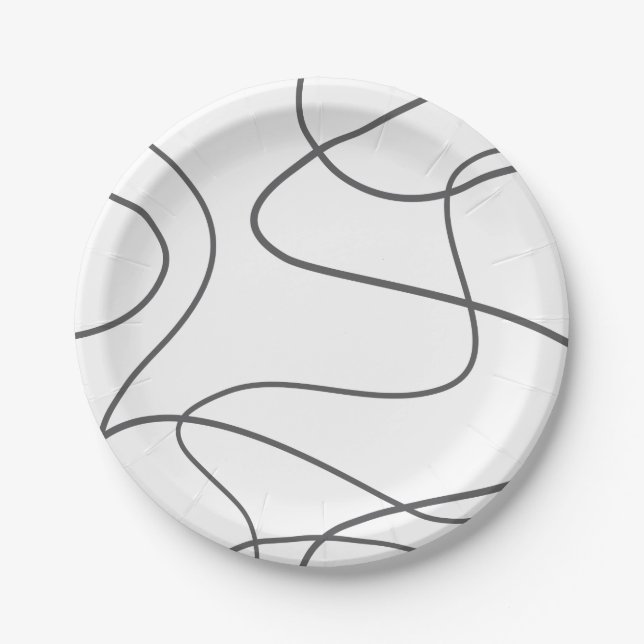 Modern, urban, abstract pattern. Curvy, wavy lines Paper Plates (Front)