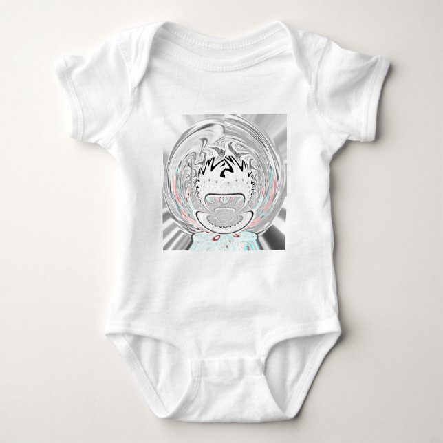 Modern Urban Ash Gray Flora Abstract Pattern Art  Baby Bodysuit (Front)