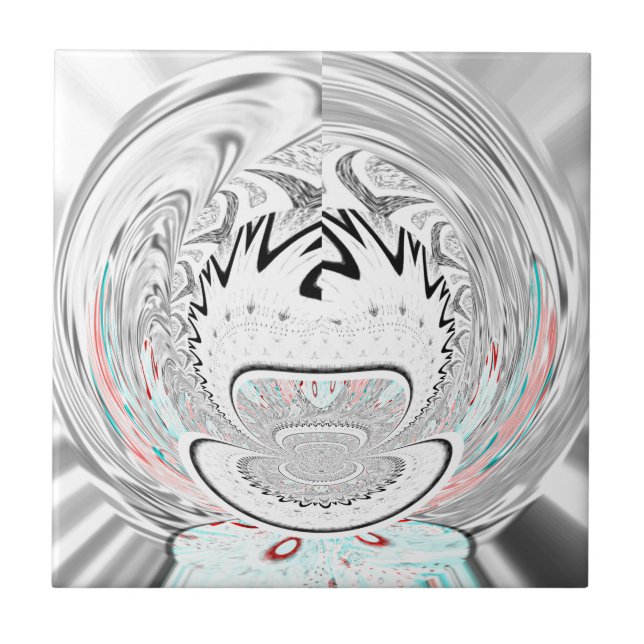 Modern Urban Ash Gray Flora Abstract Pattern Art  Ceramic Tile (Front)