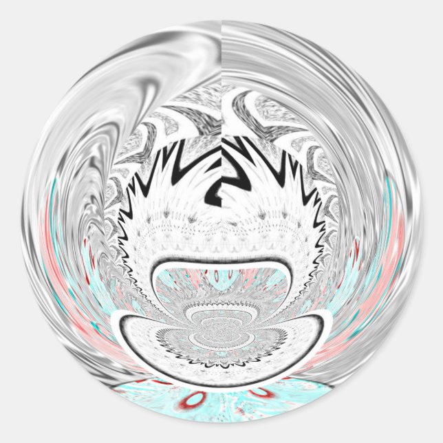 Modern Urban Ash Gray Flora Abstract Pattern Art  Classic Round Sticker (Front)