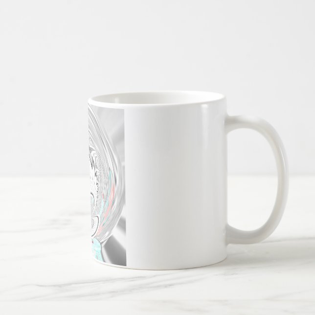 Modern Urban Ash Gray Flora Abstract Pattern Art  Coffee Mug (Right)
