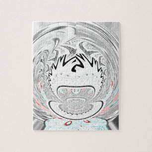 Modern Urban Ash Gray Flora Abstract Pattern Art  Jigsaw Puzzle