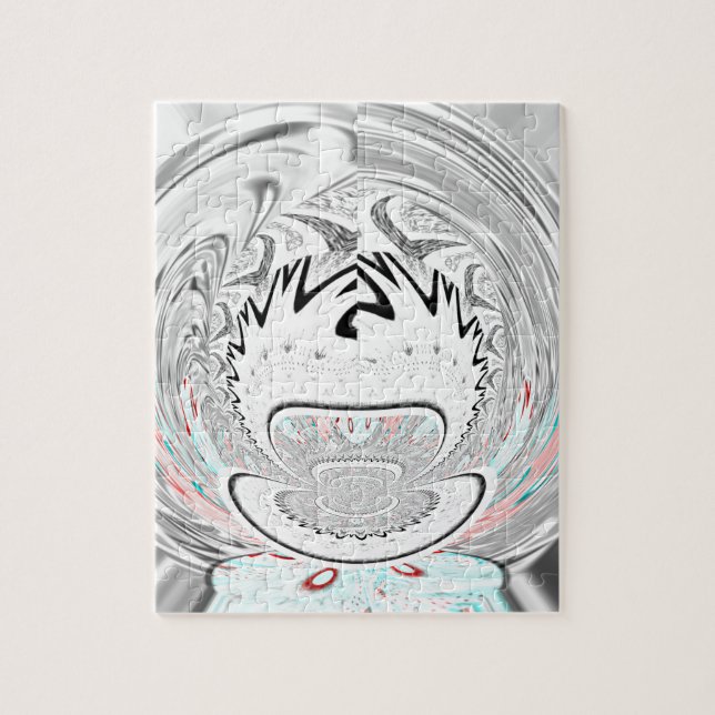 Modern Urban Ash Gray Flora Abstract Pattern Art  Jigsaw Puzzle (Vertical)