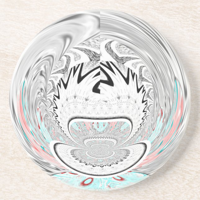 Modern Urban Ash Gray Flora Abstract Pattern Art  Sandstone Coaster (Front)