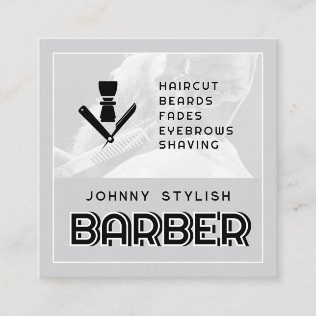 Modern urban barber business card (Front)