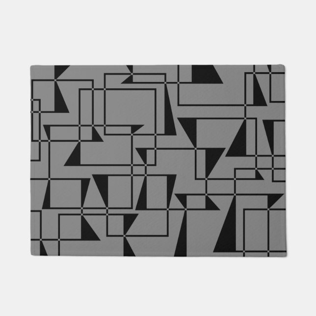Modern, urban, bold, cool geometric pattern art doormat (Front)