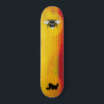 Modern Urban Bumble Bee Monogram Skateboard<br><div class="desc">Grab some air and float like a bee with this modern yellow and orange urban looking deck. Street style art with honeycomb pattern. Monogrammed with your letter initials in a grunge type font. Whether your a sidewalk surfer, street rider or love the half pipe you will stand out with your...</div>