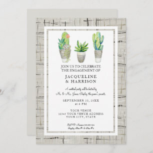 Modern Urban Cactus Succulent Engagement Party Invitation