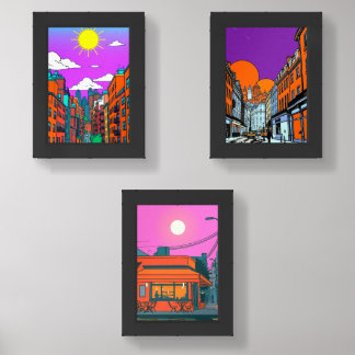 Modern Urban Cityscape Pop Art Wall Art Set