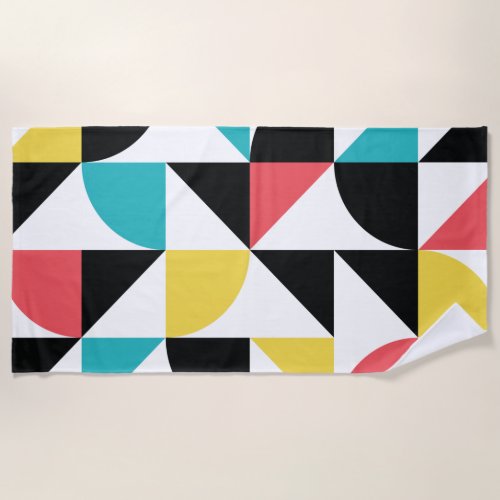 Modern urban colorful fun geometric pattern beach towel