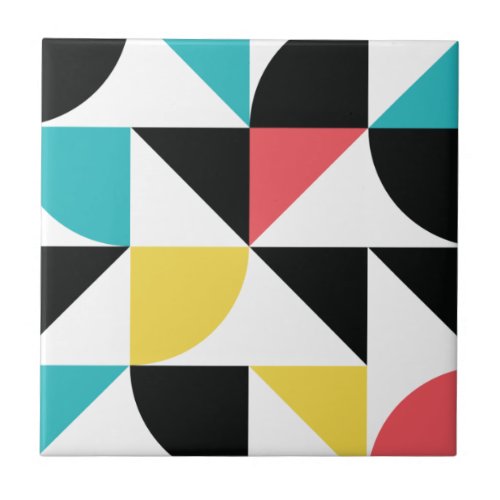 Modern urban colorful fun geometric pattern ceramic tile