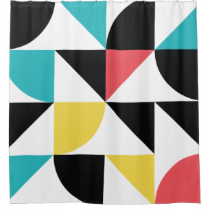Modern, urban, colorful, fun geometric pattern shower curtain