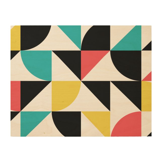Modern, urban, colorful, fun geometric pattern wood wall art (Front)