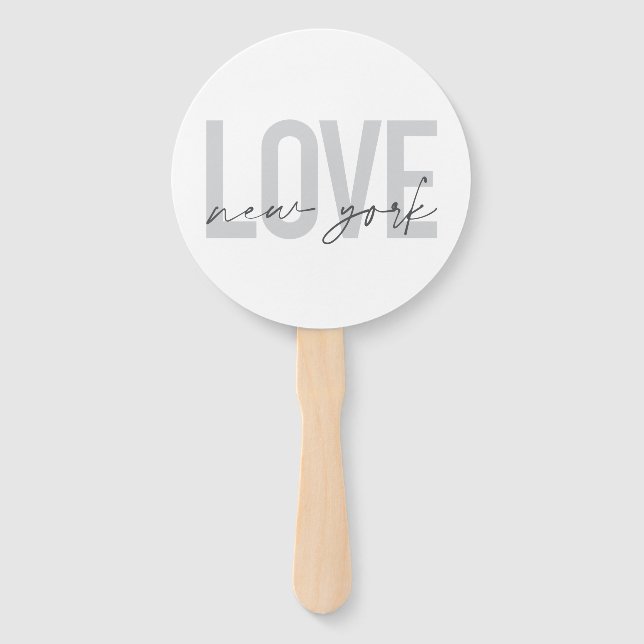 Modern, urban, cool simple design of Love New York Hand Fan (Front)
