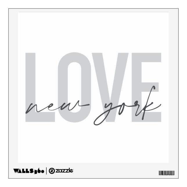 Modern, urban, cool simple design of Love New York Wall Decal (Front)