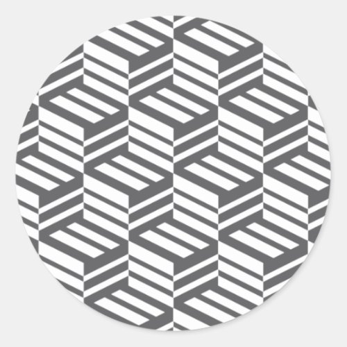 Modern urban dynamic bold geometric cube pattern classic round sticker